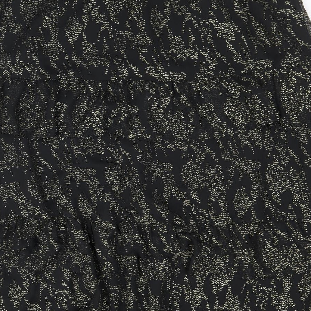 Marks and Spencer Womens Black Geometric Polyester A-Line Skirt Size 18