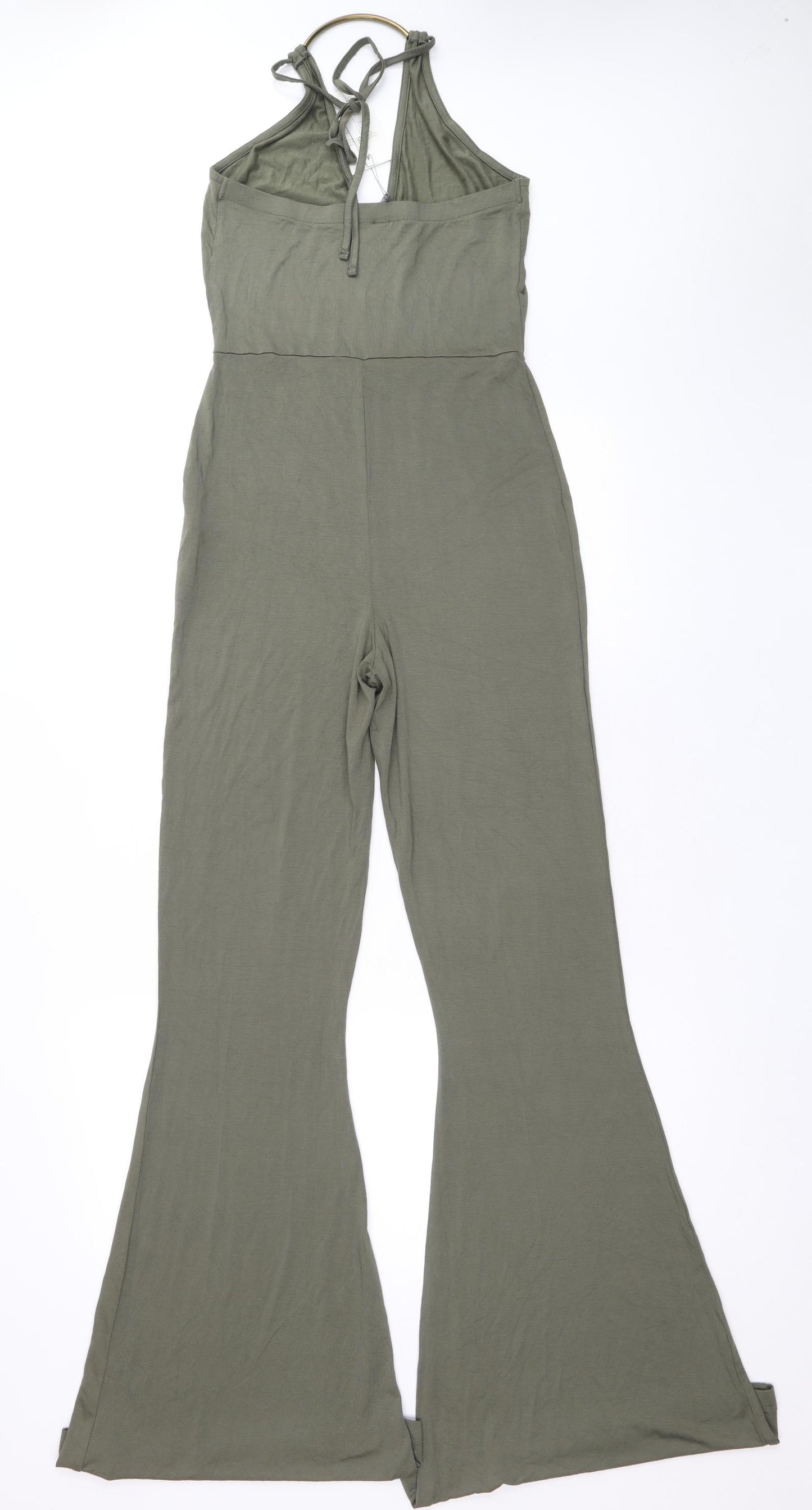 ASOS Womens Green Viscose Jumpsuit One-Piece Size 10 Tie