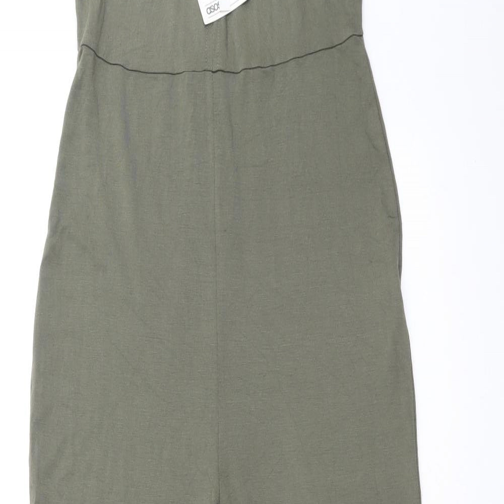 ASOS Womens Green Viscose Jumpsuit One-Piece Size 10 Tie