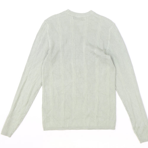 Marks and Spencer Womens Green Round Neck Viscose Pullover Jumper Size 12