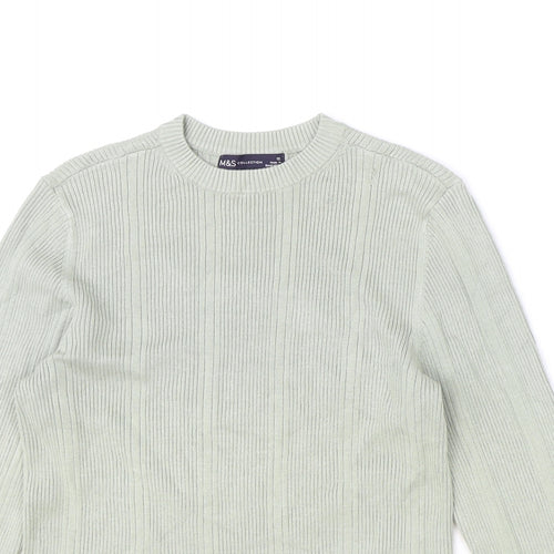Marks and Spencer Womens Green Round Neck Viscose Pullover Jumper Size 12