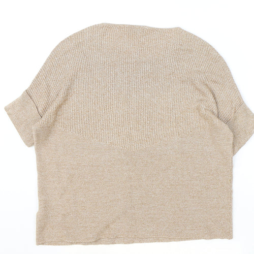 Peter Hahn Womens Brown Scoop Neck Cotton Pullover Jumper Size 10