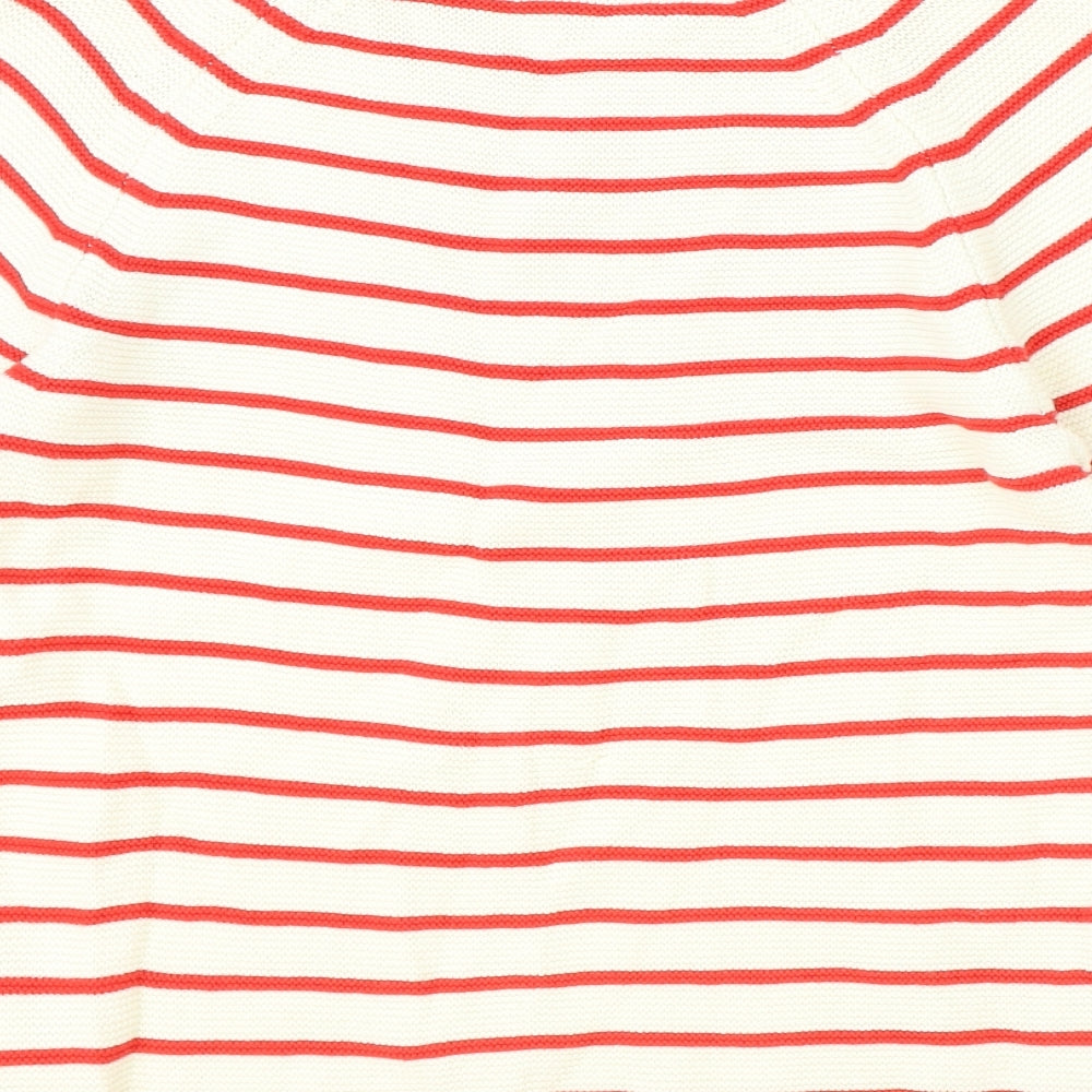Hobbs Womens Ivory Scoop Neck Striped 100% Cotton Pullover Jumper Size S