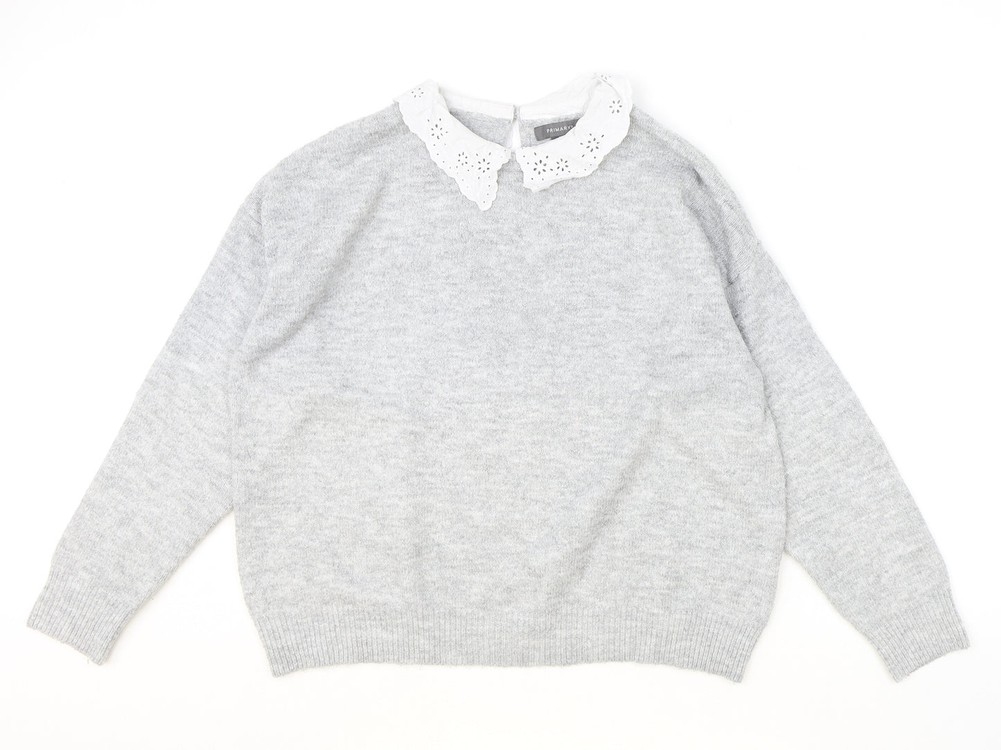 Primark Womens Grey Collared Acrylic Pullover Jumper Size L