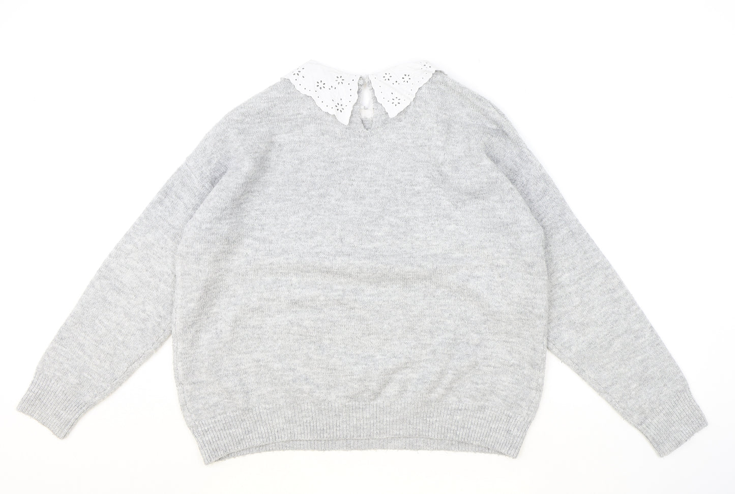 Primark Womens Grey Collared Acrylic Pullover Jumper Size L
