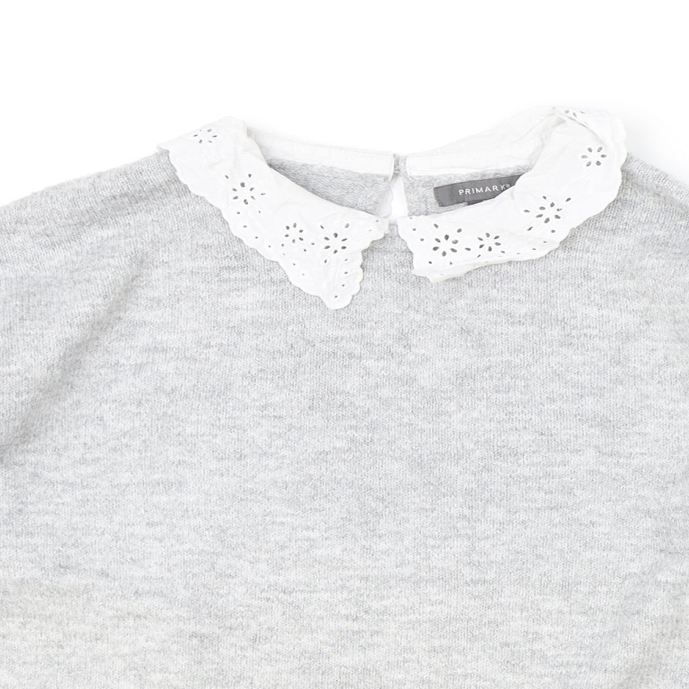 Primark Womens Grey Collared Acrylic Pullover Jumper Size L
