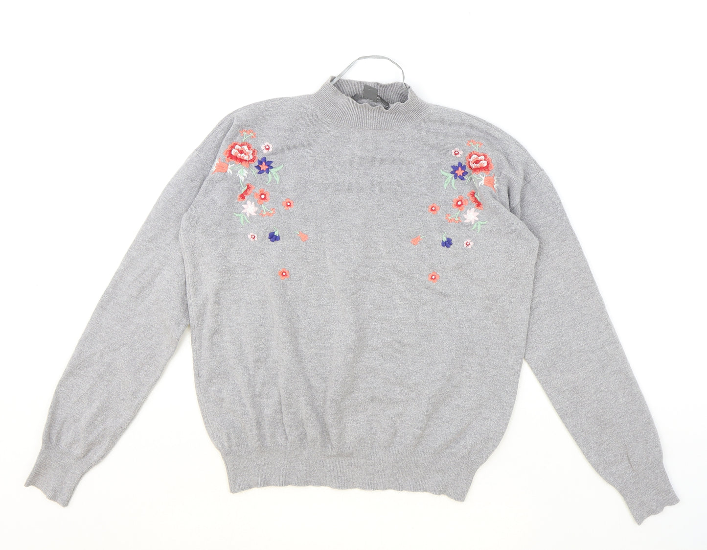 Primark Womens Grey High Neck Viscose Pullover Jumper Size S