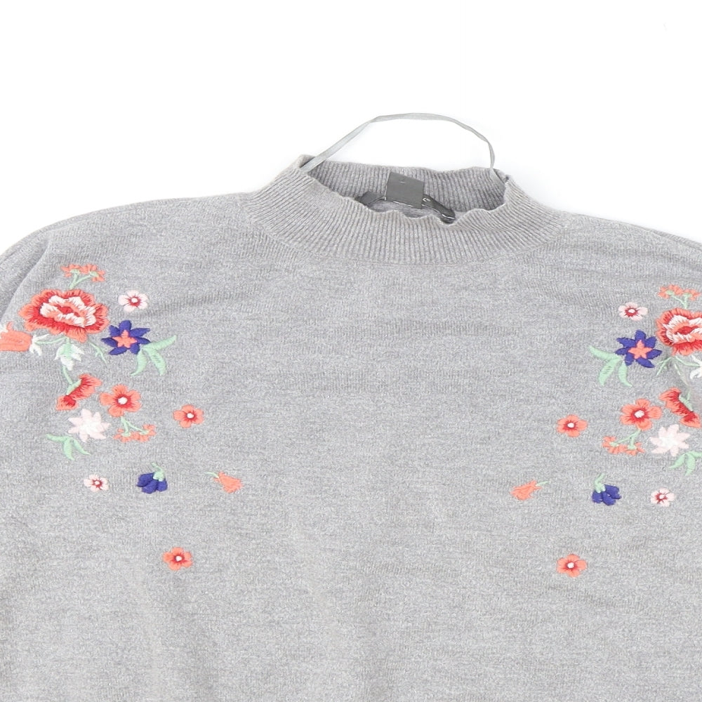 Primark Womens Grey High Neck Viscose Pullover Jumper Size S