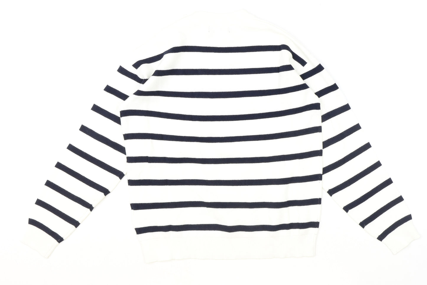 Marks and Spencer Womens Ivory Round Neck Striped Viscose Pullover Jumper Size S