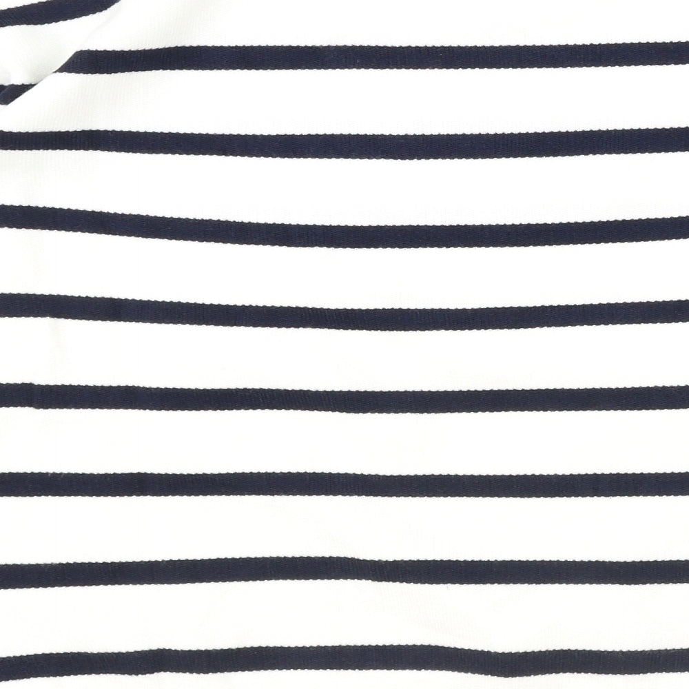 Marks and Spencer Womens Ivory Round Neck Striped Viscose Pullover Jumper Size S