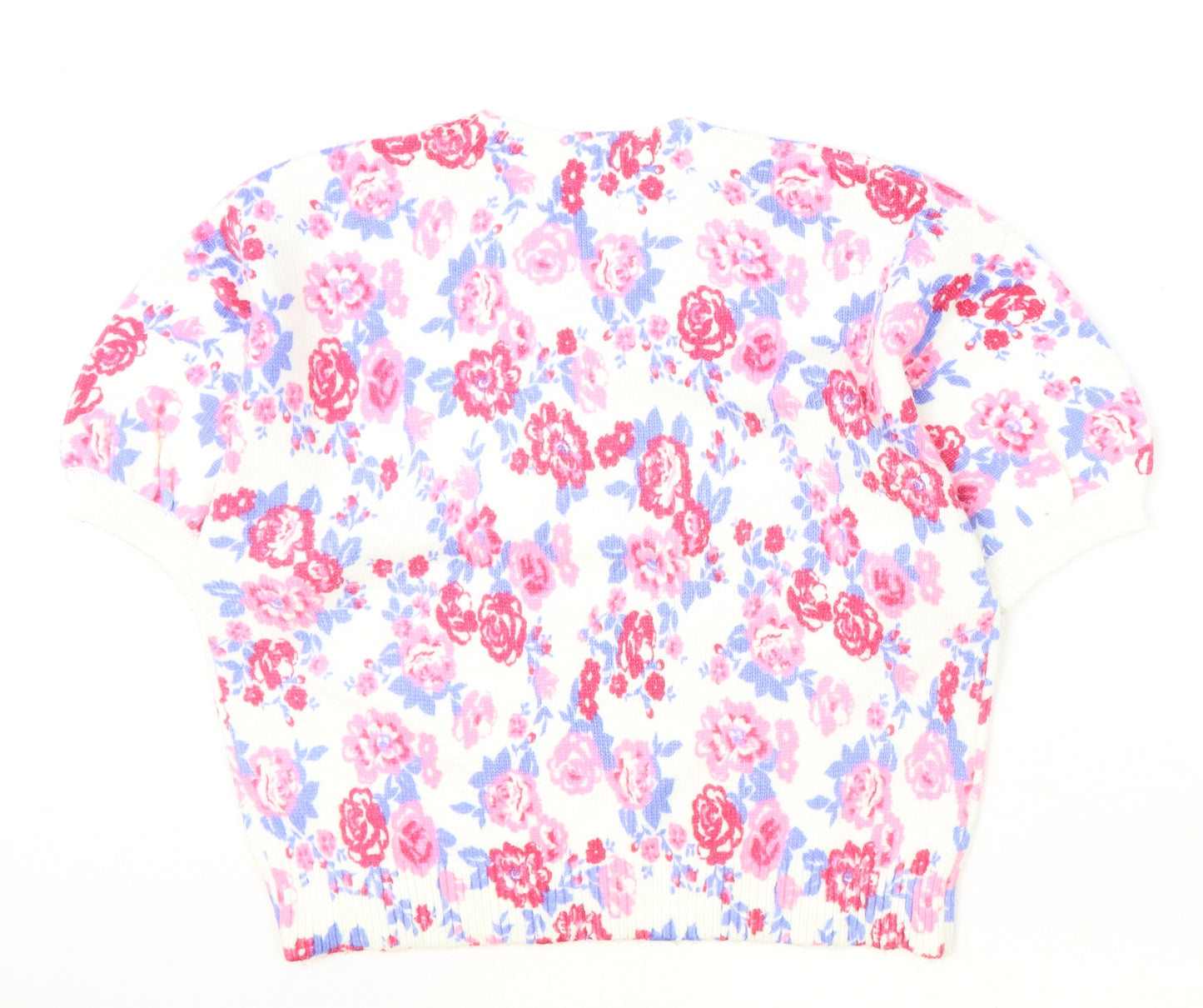 F&F Womens Ivory Round Neck Floral Acrylic Pullover Jumper Size M