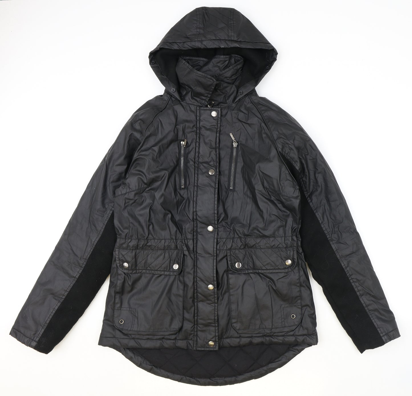 Collections Womens Black Parka Coat Size 12 Zip