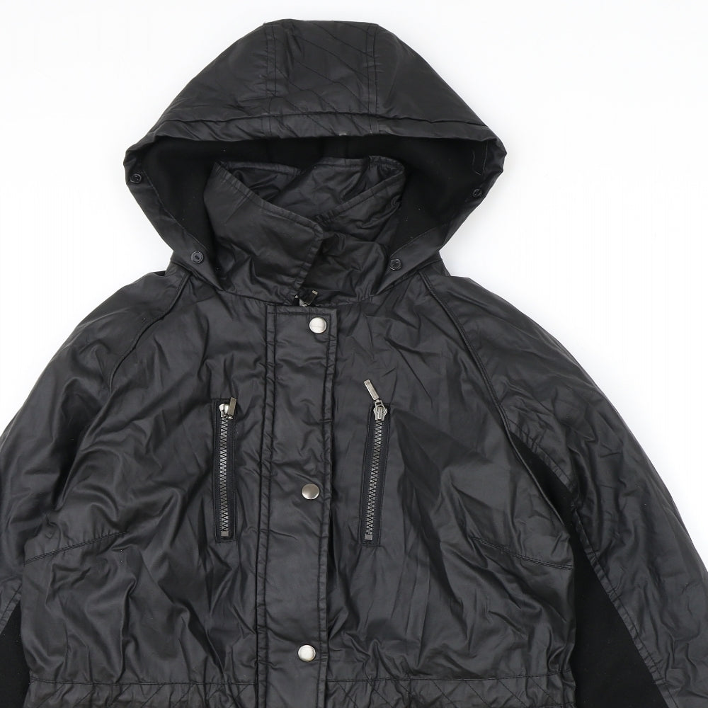 Collections Womens Black Parka Coat Size 12 Zip
