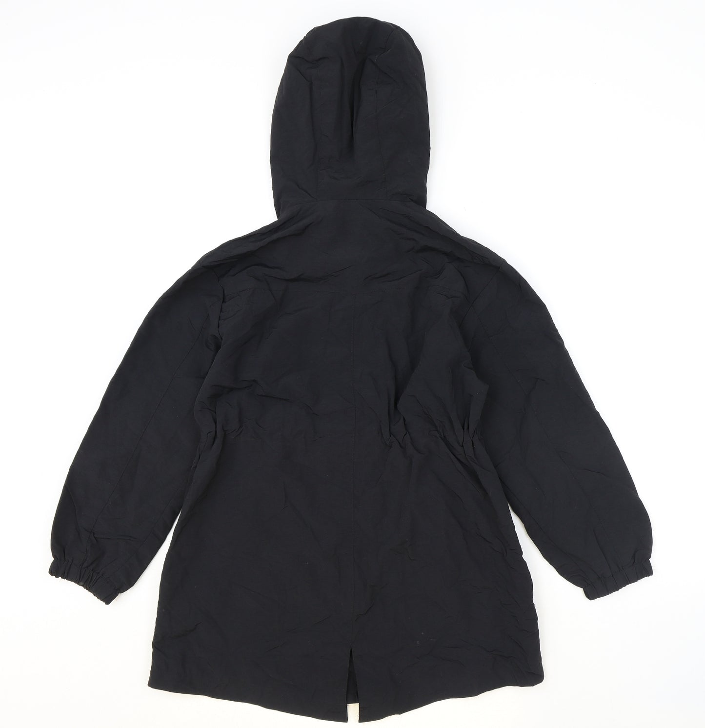 Zara Girls Black Parka Coat Size 9 Years Zip