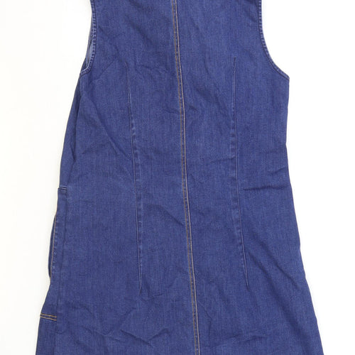 R Studio Womens Blue Cotton A-Line Size 8 Collared Zip