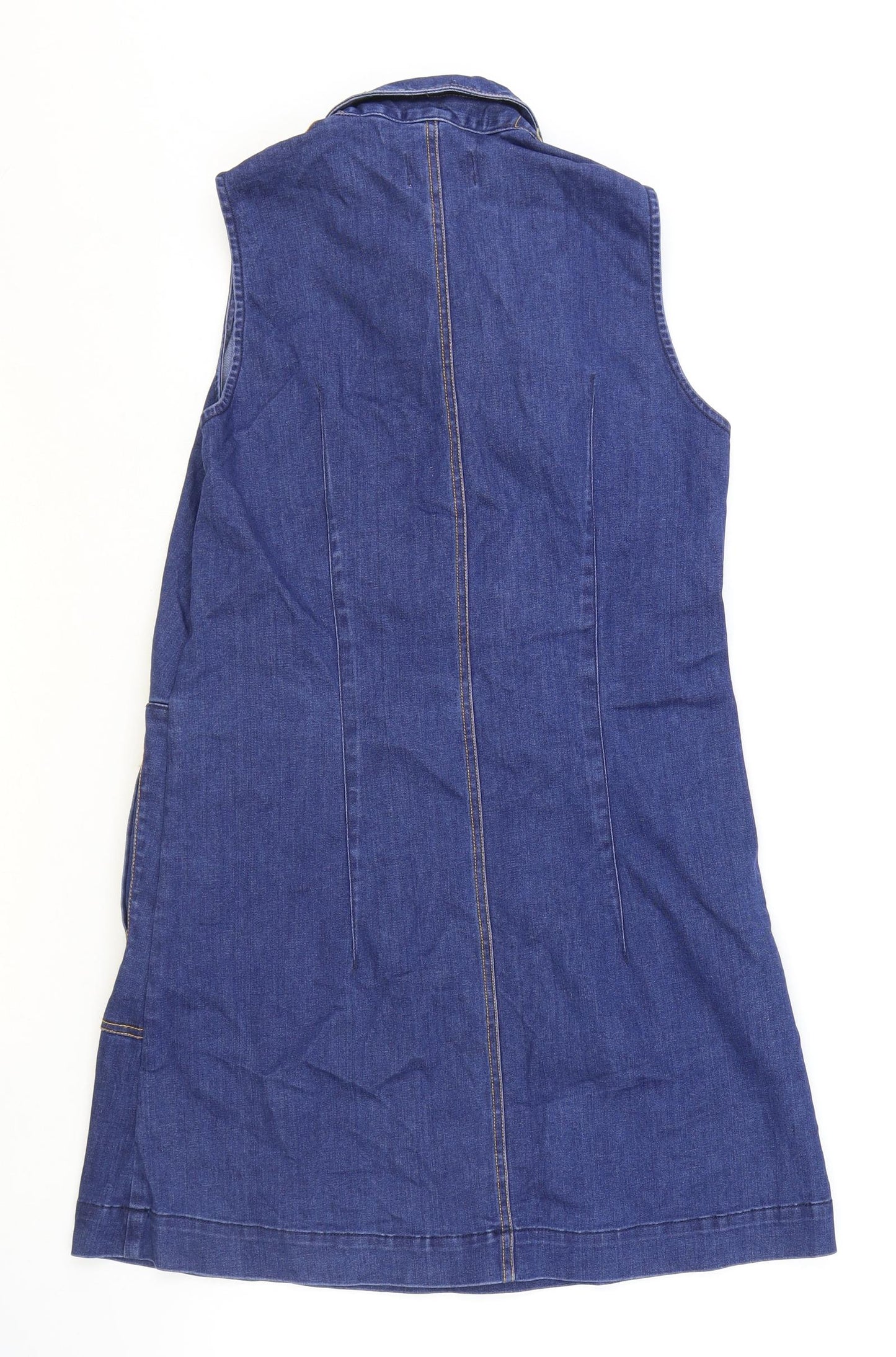 R Studio Womens Blue Cotton A-Line Size 8 Collared Zip