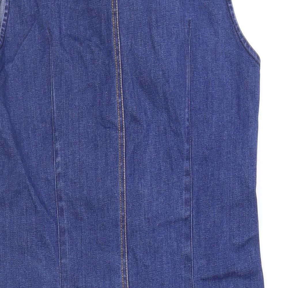 R Studio Womens Blue Cotton A-Line Size 8 Collared Zip
