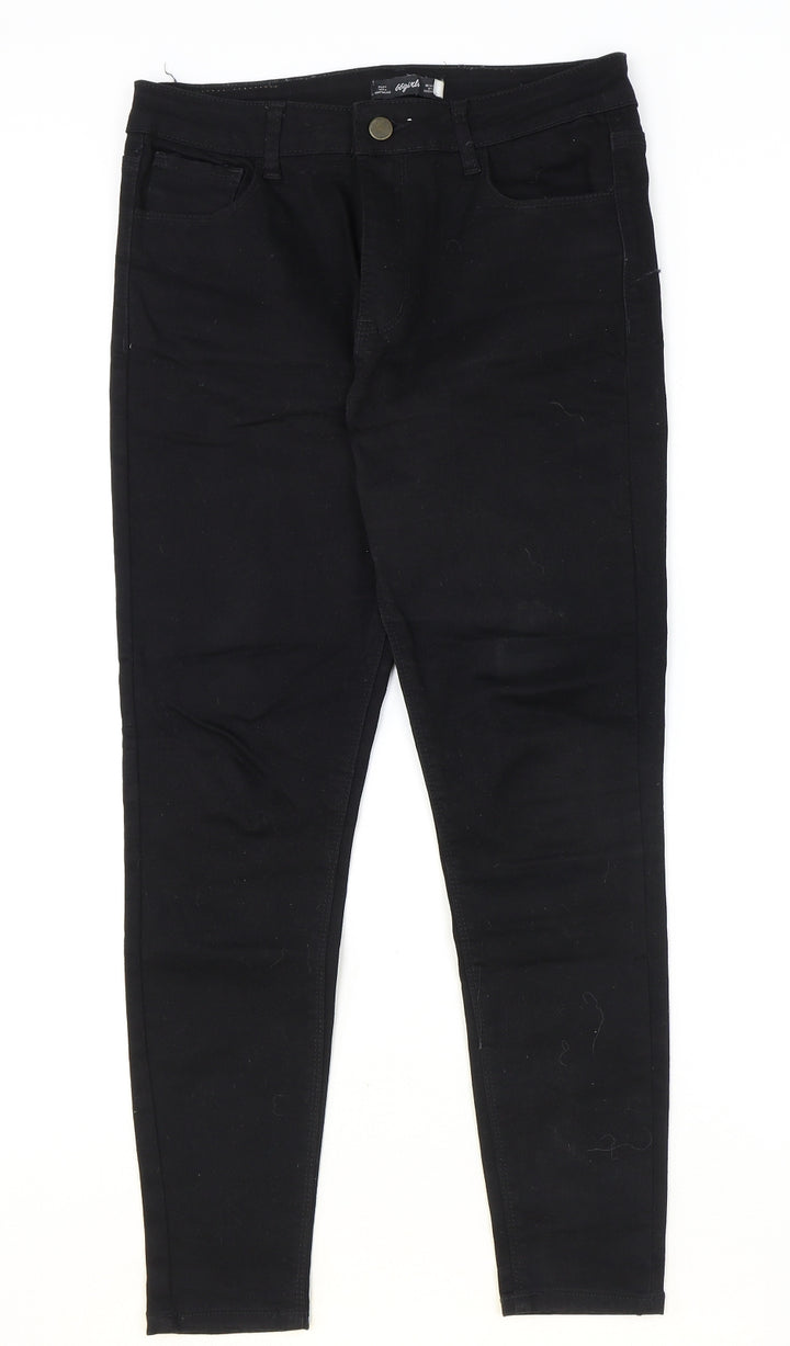 66 Girls Girls Black Cotton Jegging Jeans Size L Regular Zip