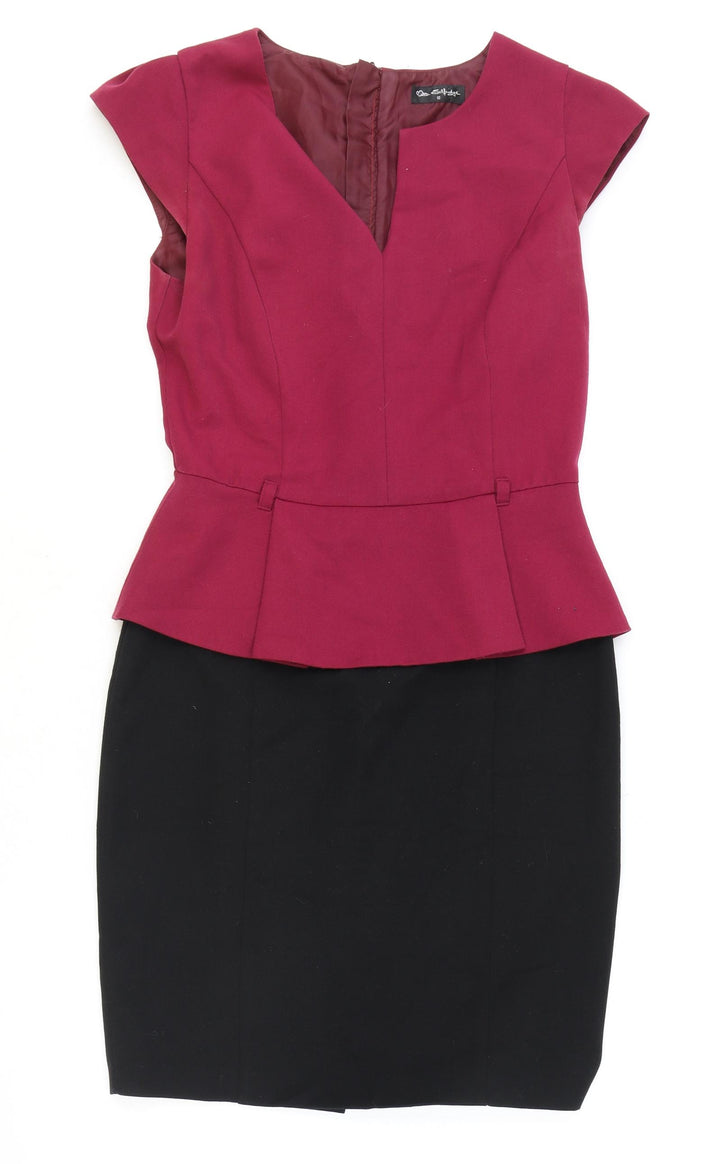 Miss Selfridge Womens Black Polyester Pencil Dress Size 10 V-Neck Zip - Peplum