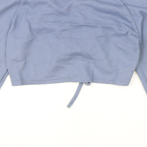 SheIn Womens Blue Polyester Cropped Blouse Size S Sweetheart - Ruched Front