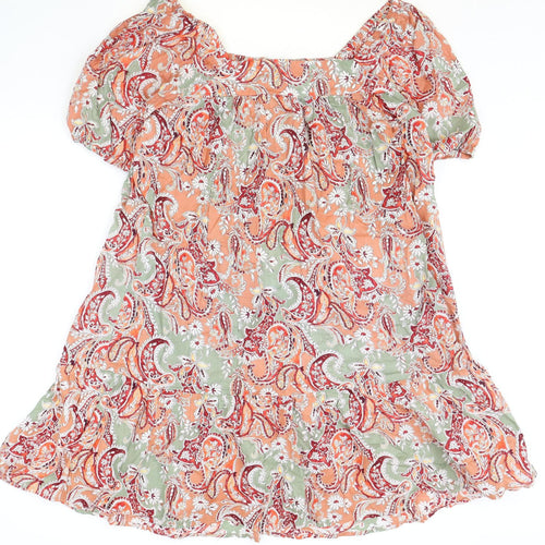 Preworn Womens Multicoloured Paisley 100% Cotton Trapeze & Swing Size L Square Neck Pullover