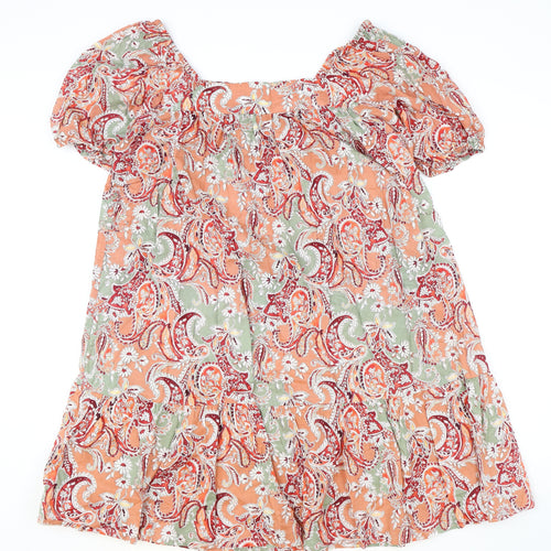 Preworn Womens Multicoloured Paisley 100% Cotton Trapeze & Swing Size L Square Neck Pullover