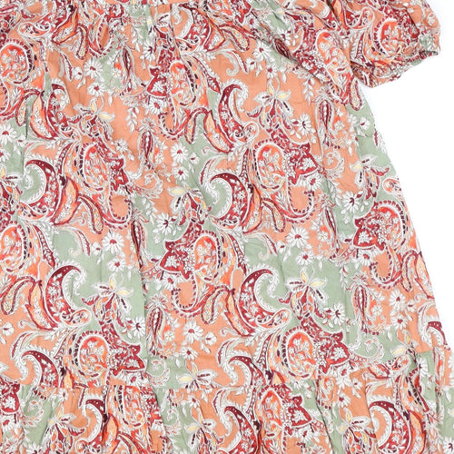 Preworn Womens Multicoloured Paisley 100% Cotton Trapeze & Swing Size L Square Neck Pullover