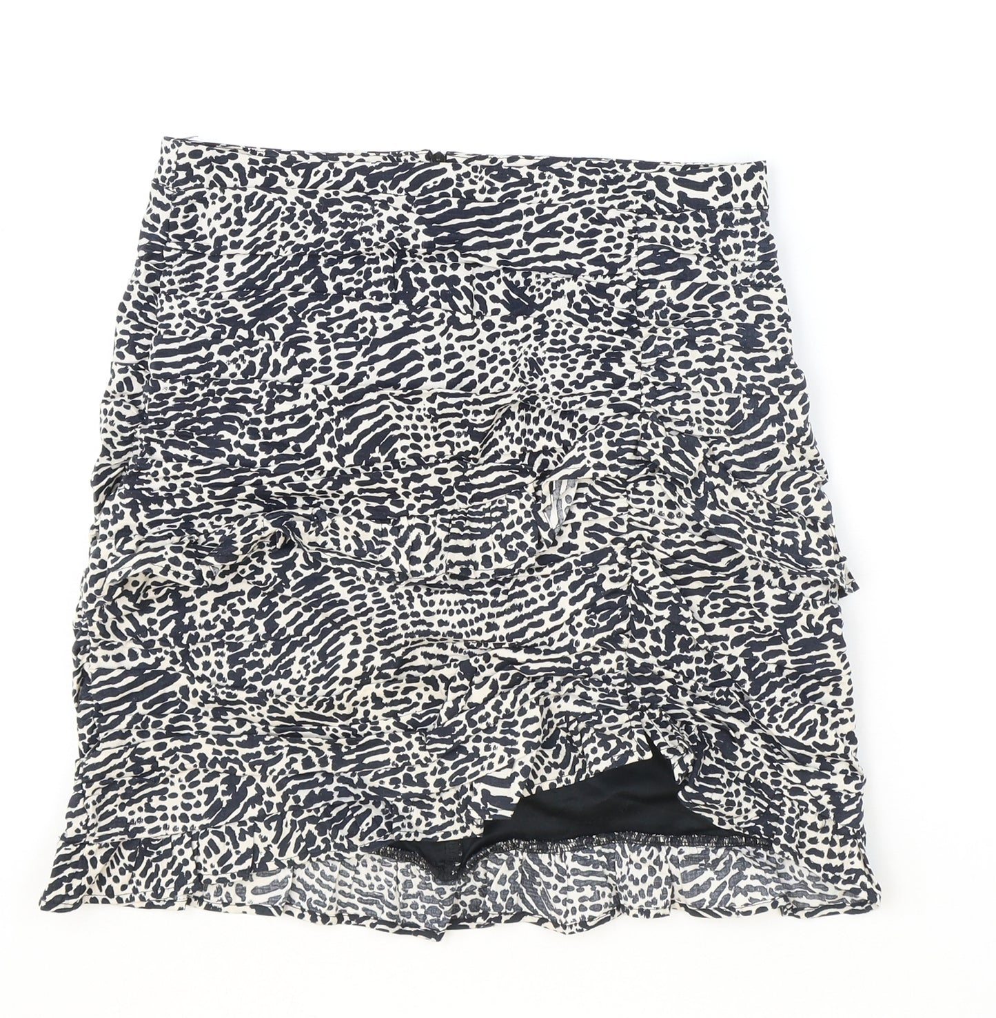 Stradivarius Womens Multicoloured Animal Print Polyester Mini Skirt Size M Zip