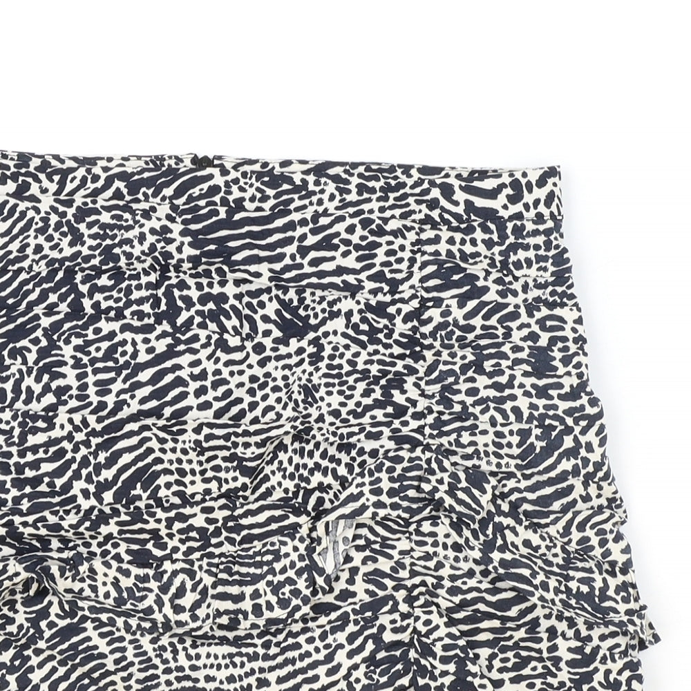 Stradivarius Womens Multicoloured Animal Print Polyester Mini Skirt Size M Zip