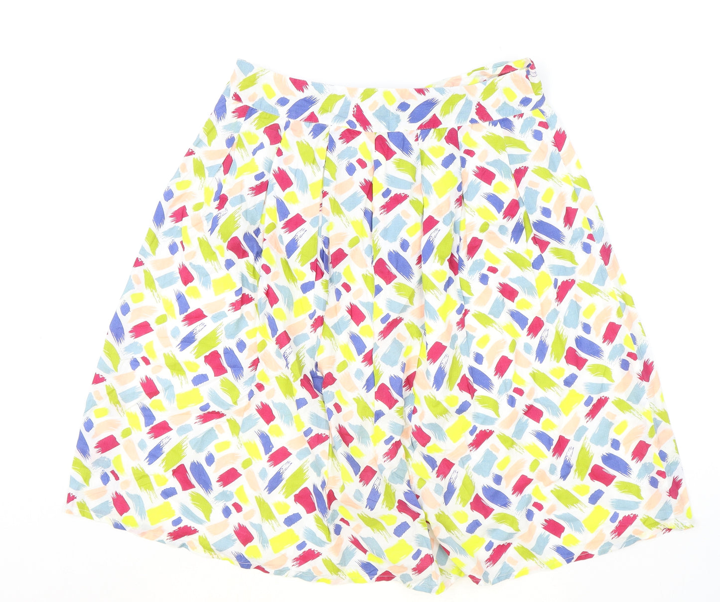 Heyton Womens Multicoloured Geometric Cotton A-Line Skirt Size 14 Zip