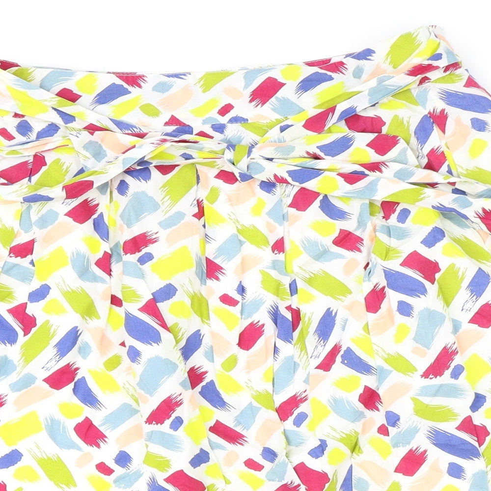 Heyton Womens Multicoloured Geometric Cotton A-Line Skirt Size 14 Zip