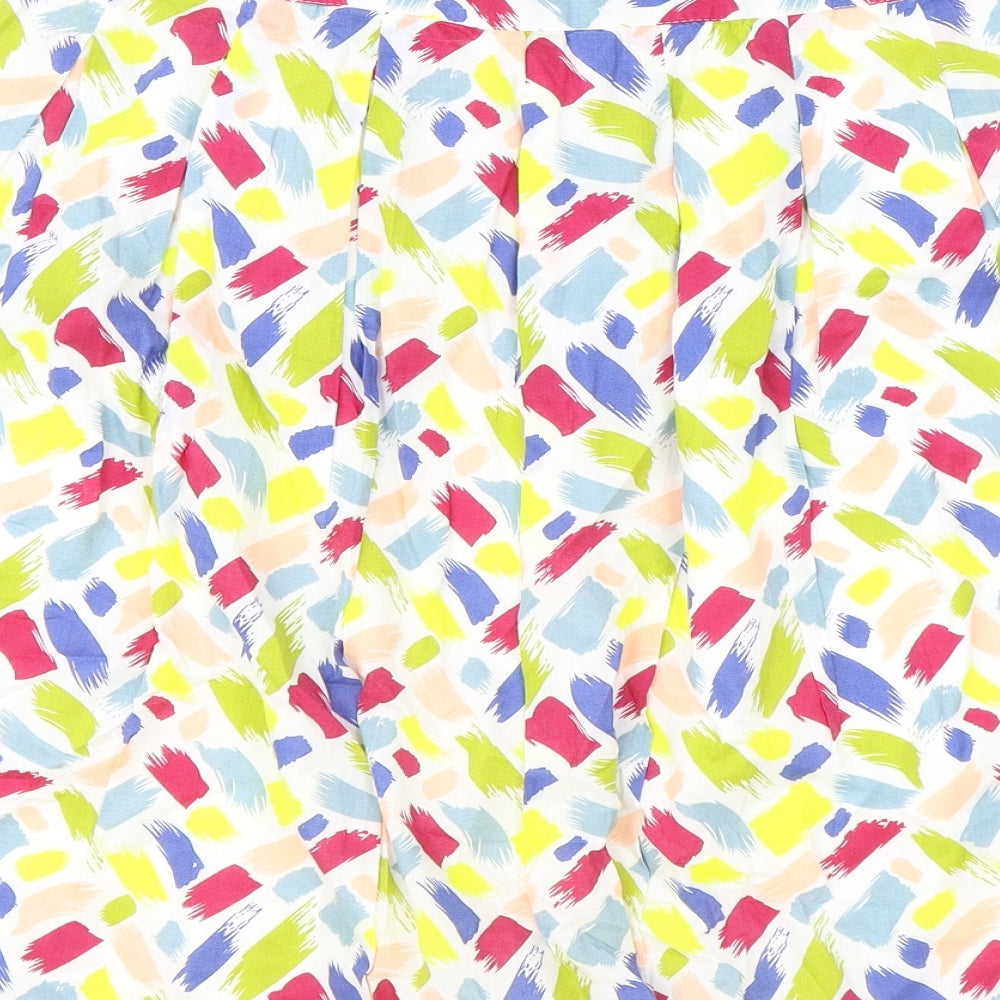 Heyton Womens Multicoloured Geometric Cotton A-Line Skirt Size 14 Zip