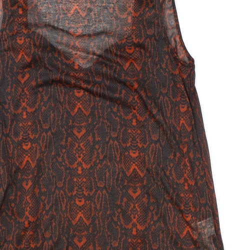Mango Womens Red Animal Print Polyester Basic Tank Size M V-Neck