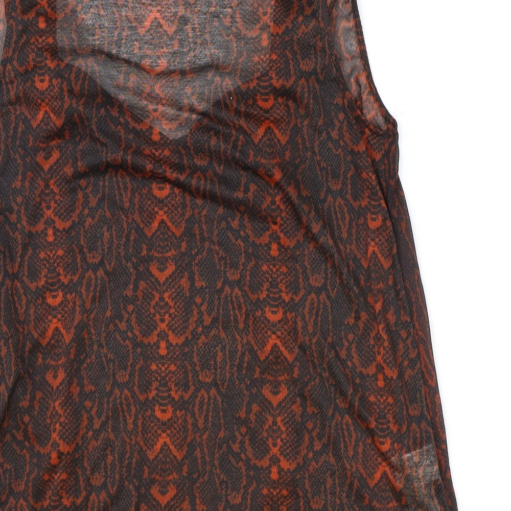 Mango Womens Red Animal Print Polyester Basic Tank Size M V-Neck