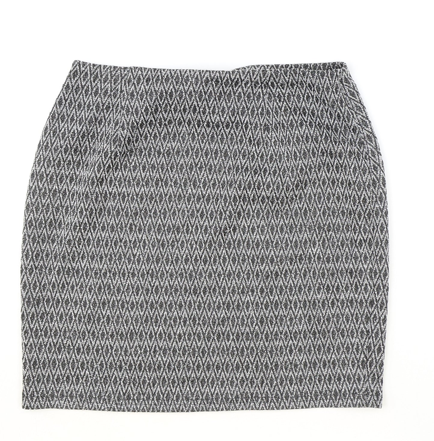 Papaya Womens Grey Geometric Polyester Mini Skirt Size 12
