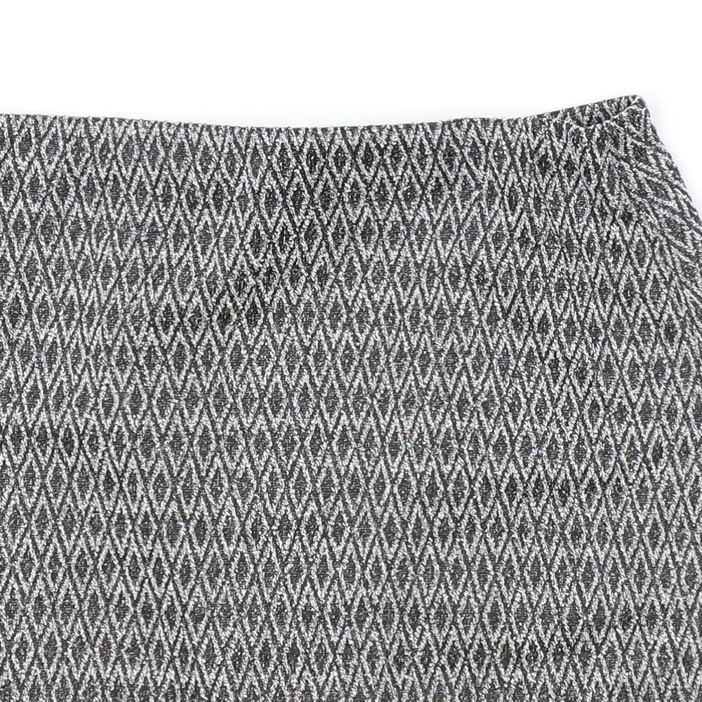 Papaya Womens Grey Geometric Polyester Mini Skirt Size 12