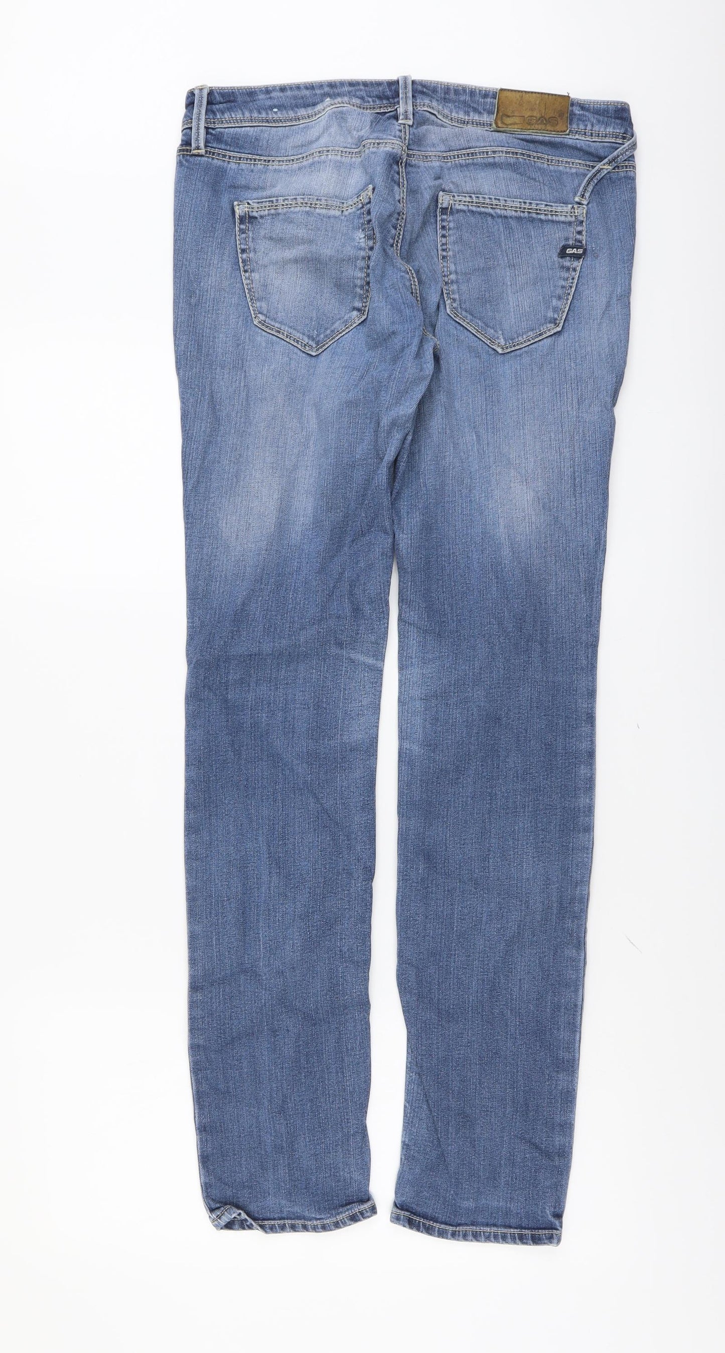 GAS Womens Blue Cotton Straight Jeans Size 32 in L30 in Regular Button