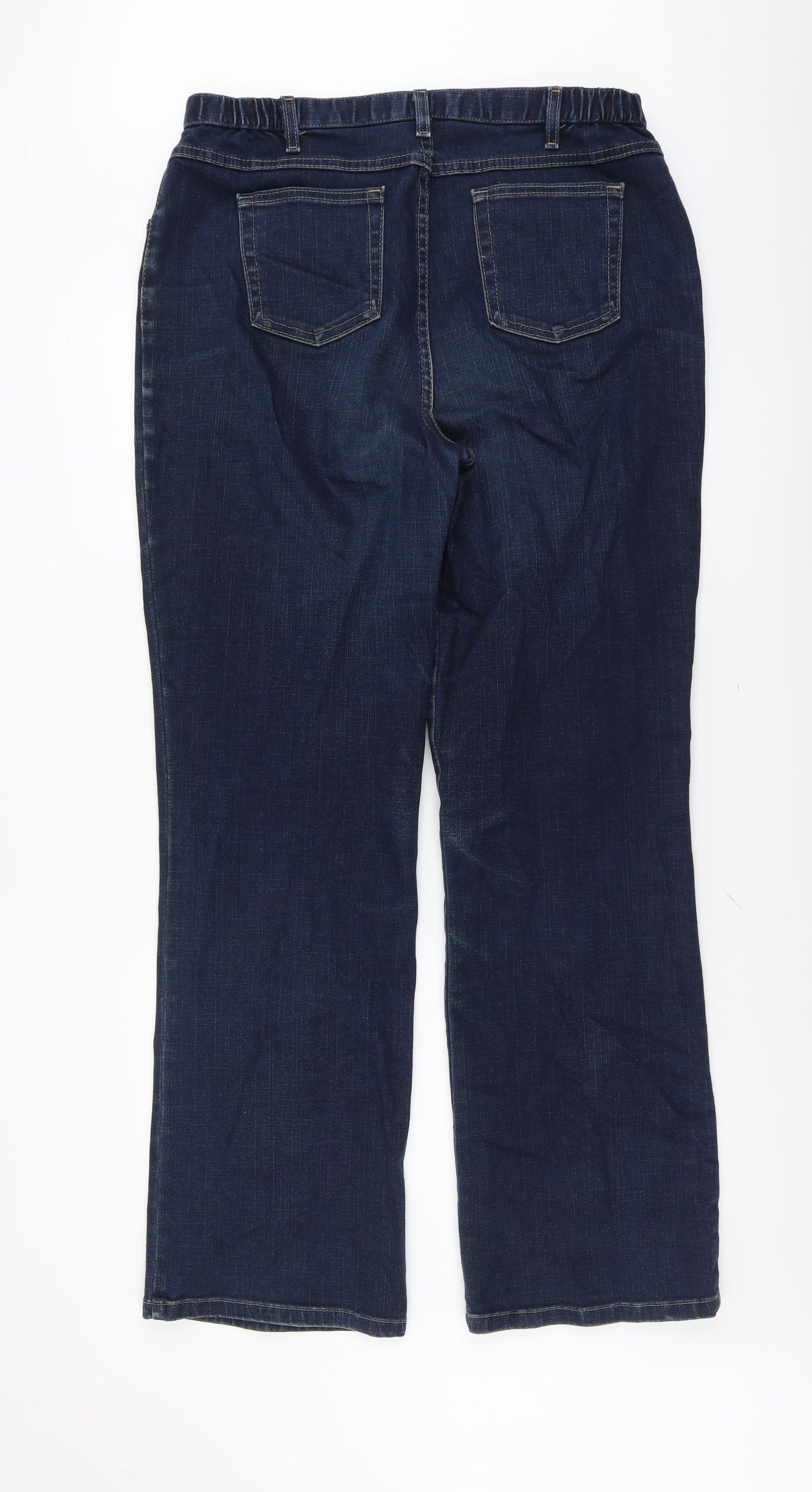 Marks and Spencer Womens Blue Cotton Straight Jeans Size 16 L33 in Regular Button
