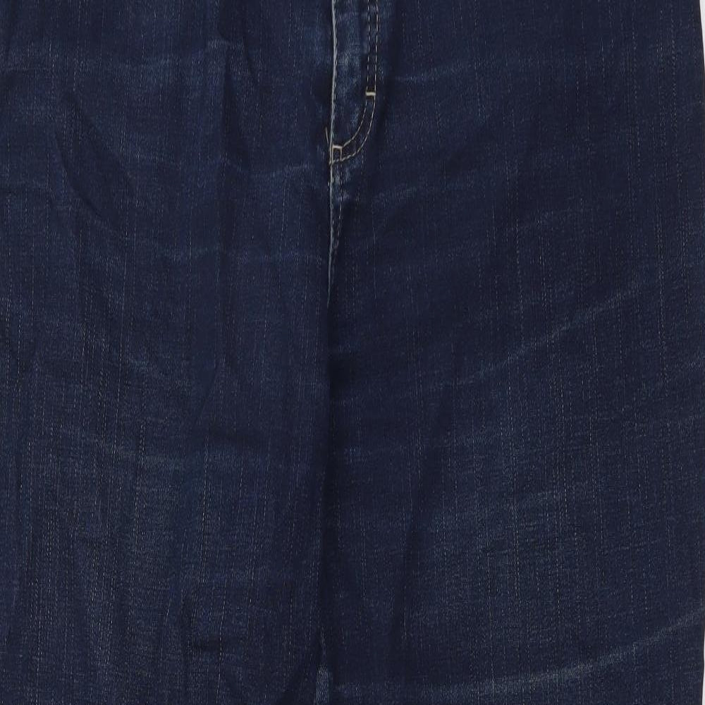 Marks and Spencer Womens Blue Cotton Straight Jeans Size 16 L33 in Regular Button