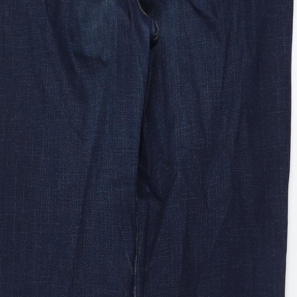 Marks and Spencer Womens Blue Cotton Straight Jeans Size 16 L33 in Regular Button
