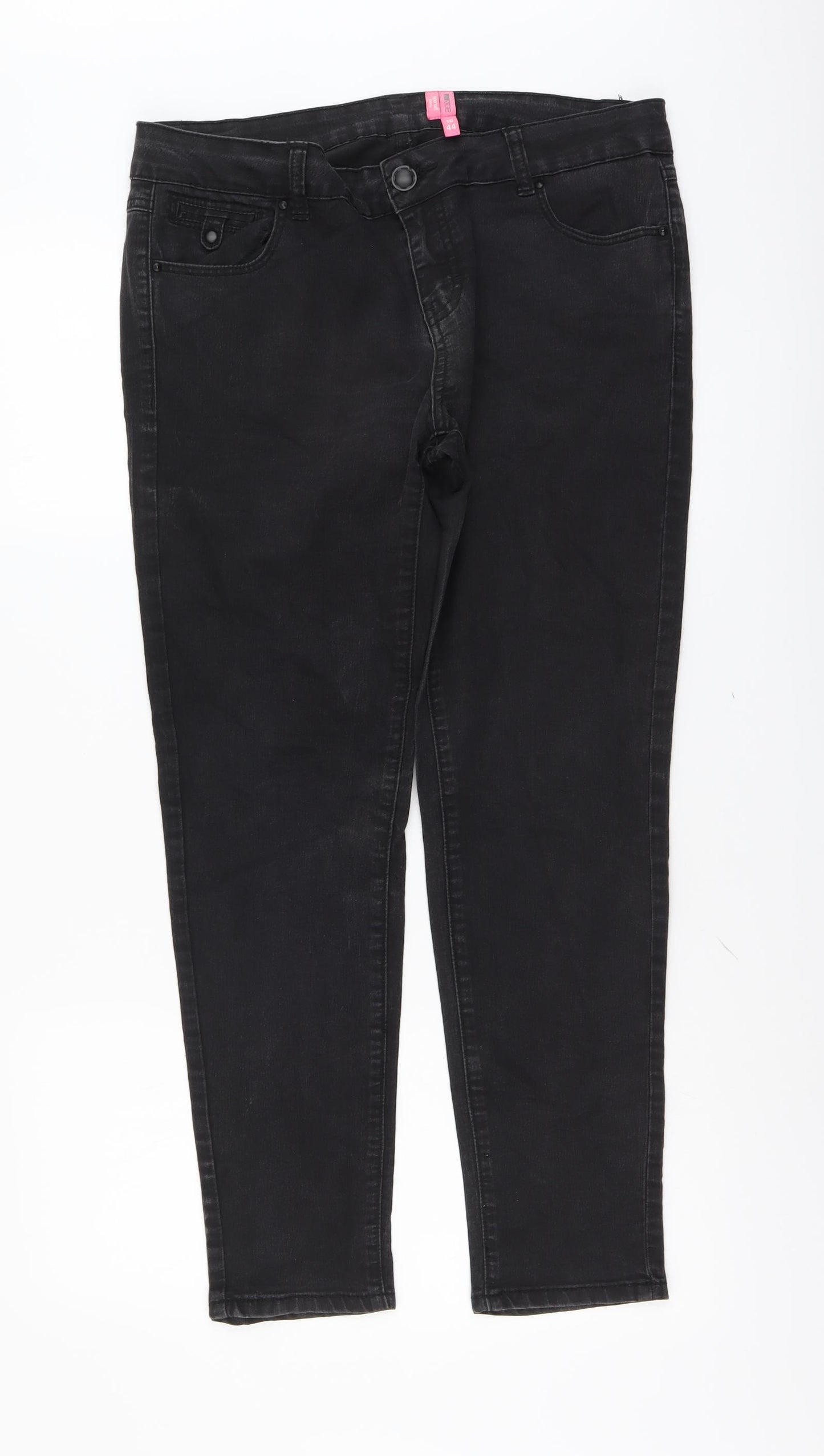YesYes Womens Grey Cotton Straight Jeans Size 16 L27 in Regular Button