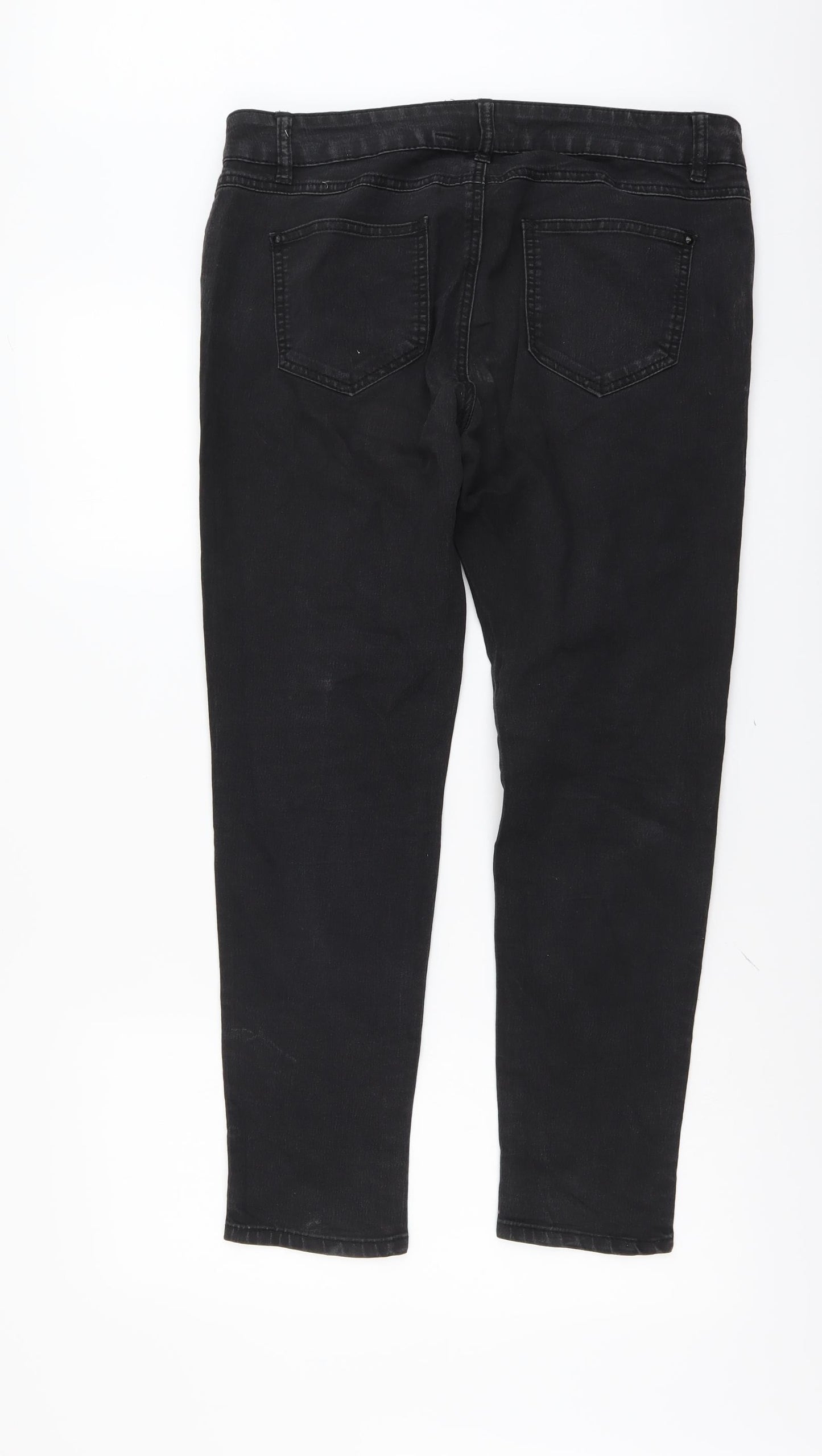 YesYes Womens Grey Cotton Straight Jeans Size 16 L27 in Regular Button