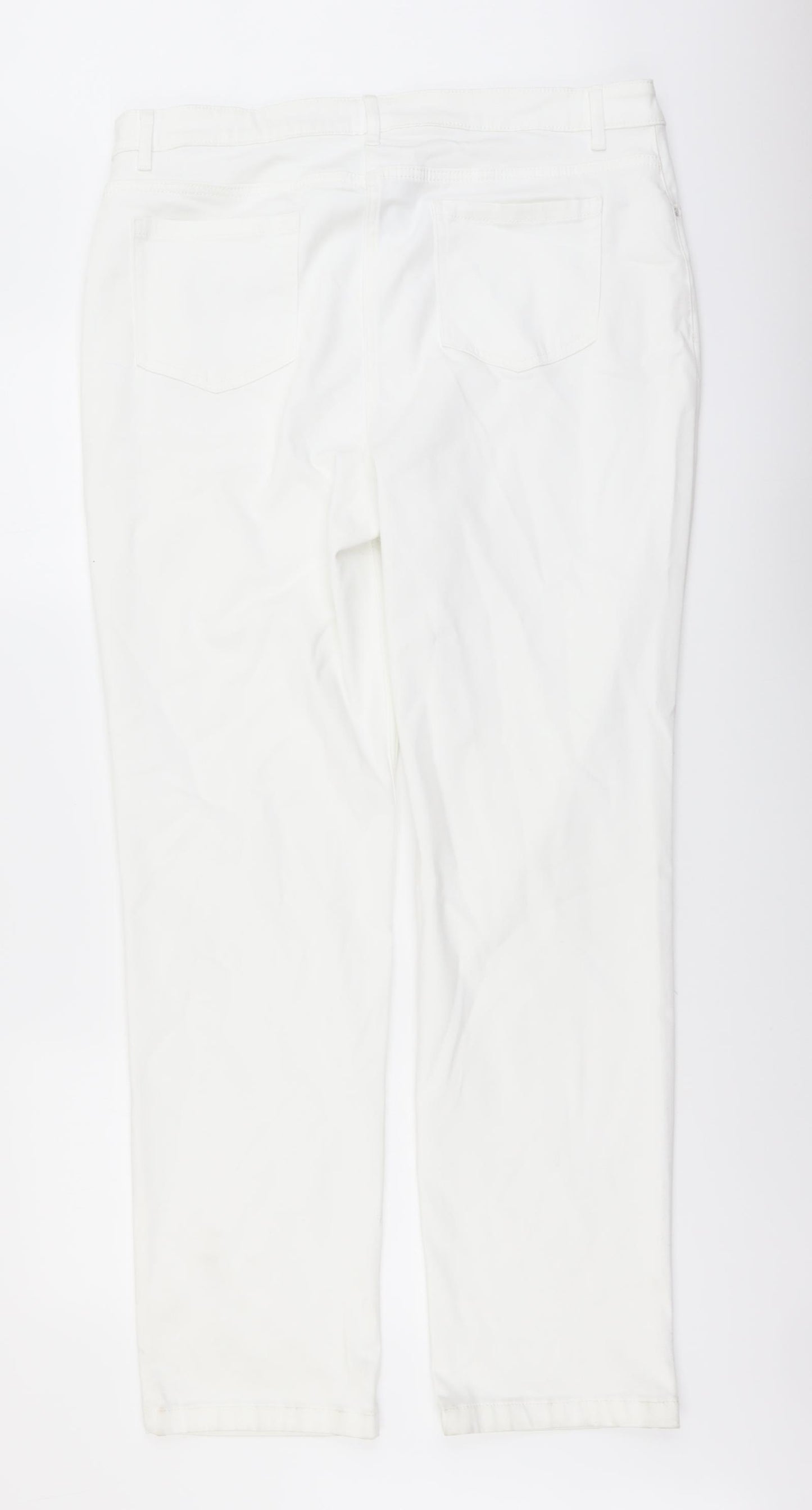 Marks and Spencer Womens White Cotton Straight Jeans Size 18 L32 in Regular Button