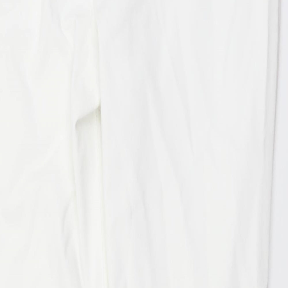 Marks and Spencer Womens White Cotton Straight Jeans Size 18 L32 in Regular Button
