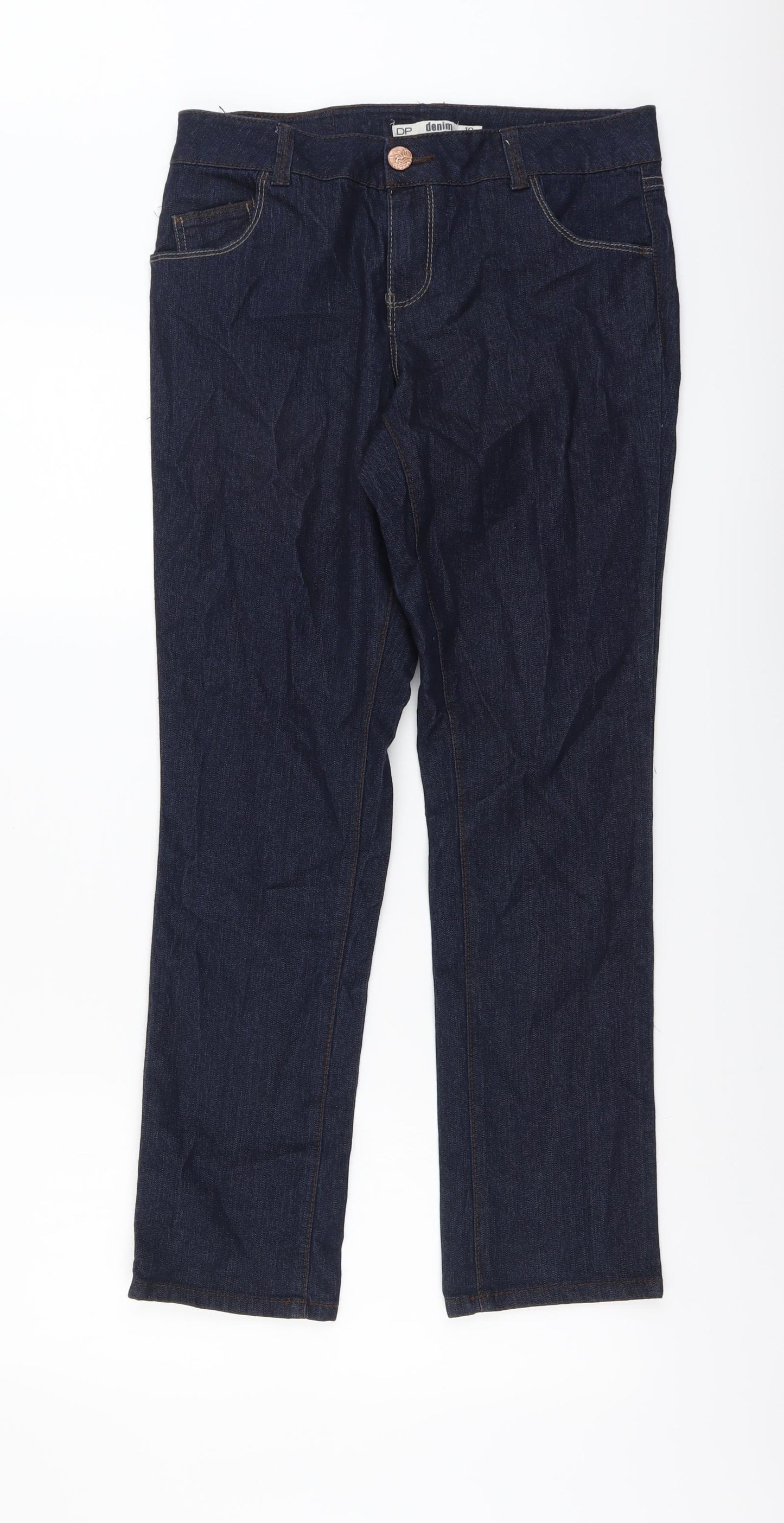 DP Denim Womens Blue Cotton Straight Jeans Size 10 L29 in Slim Button