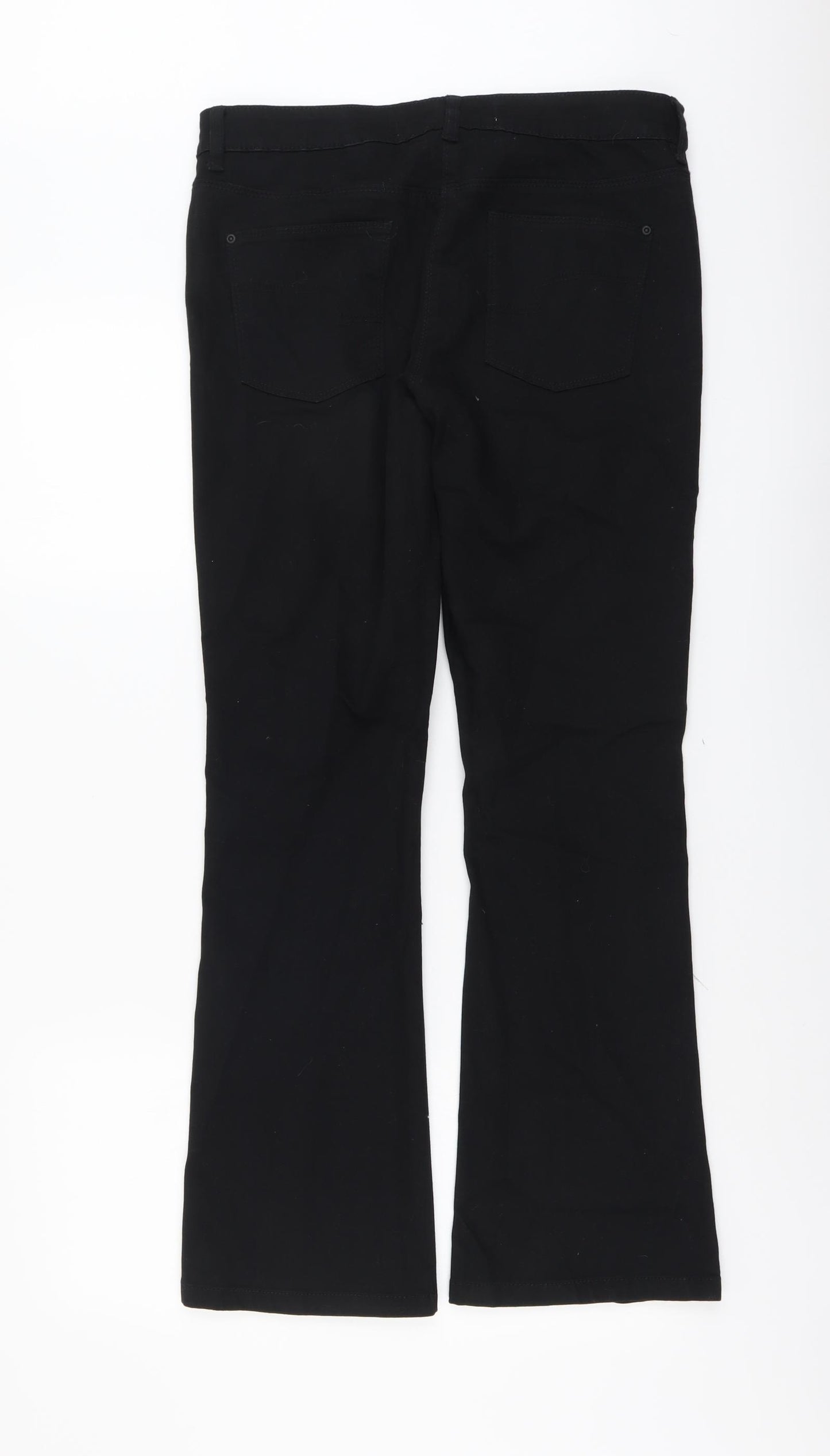 NEXT Womens Black Cotton Bootcut Jeans Size 12 L32 in Regular Button