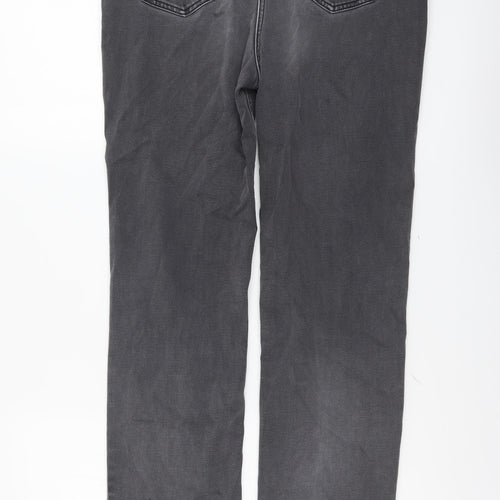 Marks and Spencer Womens Grey Cotton Straight Jeans Size 14 L31 in Regular Button