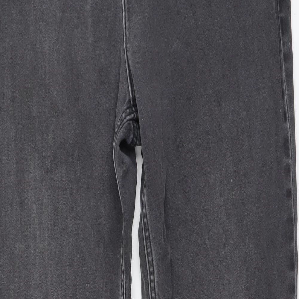 Marks and Spencer Womens Grey Cotton Straight Jeans Size 14 L31 in Regular Button