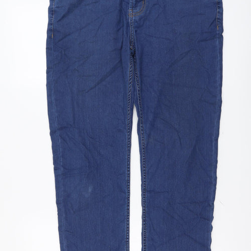 Denim & Co. Mens Blue Cotton Straight Jeans Size 32 in L32 in Regular Button
