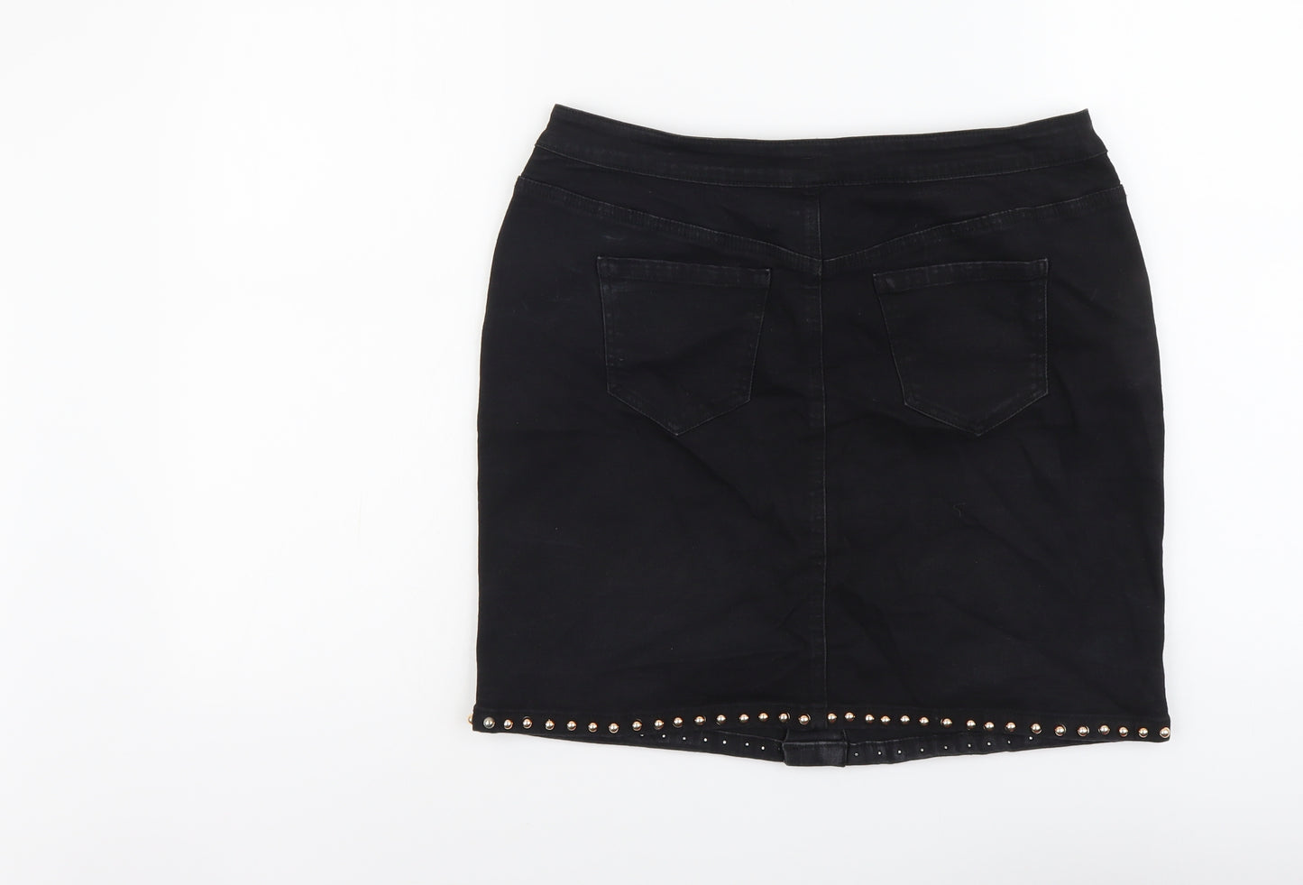 Missguided Womens Black Cotton Mini Skirt Size 16 Button